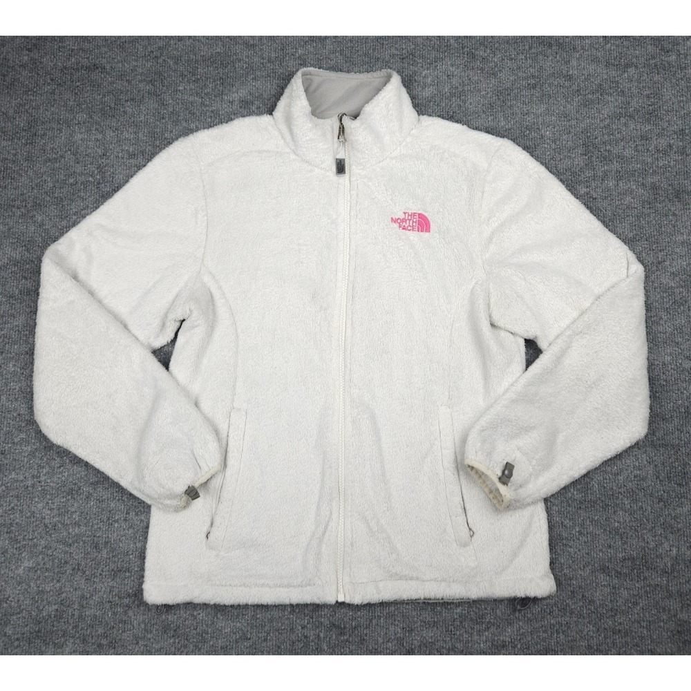 The North Face Jacket Womens Medium White Pink Fleece Full Zip Outdoor Sweater